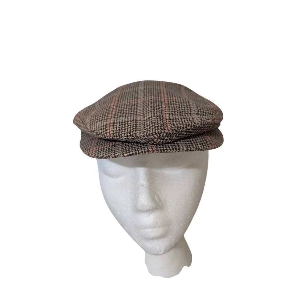 Osh Kosh Big Boy M Brown Glen Plaid Cotton Flat Cap Driving Newsboy Hat